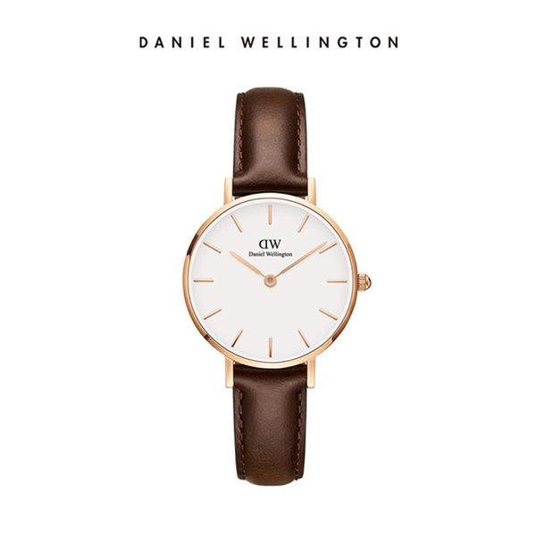 Daniel Wellington DW 手錶 28mm玫瑰金框 Classic Petite 深棕真皮皮革錶