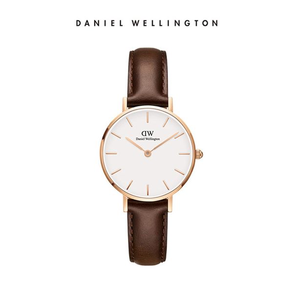 Daniel Wellington DW 手錶 28mm玫瑰金框 Classic Petite 深棕真皮皮革錶