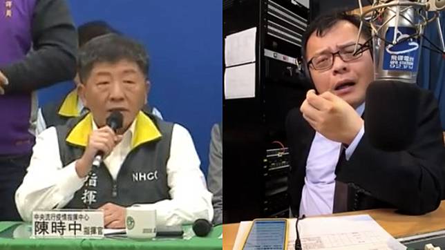 (陳揮文(圖右)斥陳時中(圖左)打85分太離譜。圖／TVBS、YouTube)