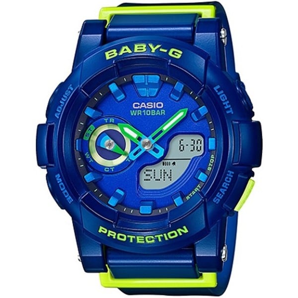 31個時區 ◆型號：BGA-185FS-2A CASIO 旗下品牌BABY-G 連續五年邀請亞洲最具代表性的女子偶像團體少女時代擔任代言人，BABY-G針對年輕女性所設計，符合時下流行趨勢，設計出多元