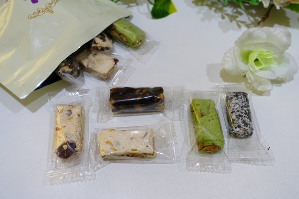 淡水必買老街伴手禮-愛牧手作工坊牛軋餅、豬肉紙，手工製作低糖配方淡水手信，好吃網購零嘴，外國人喜歡的台灣伴手禮