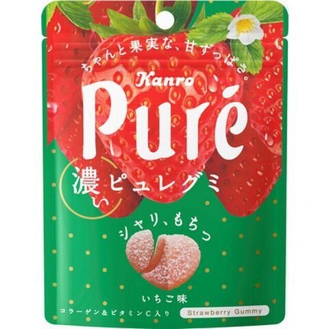 【江戶物語】KANRO 甘樂 PURE軟糖 草莓軟糖 心型 夾心軟糖 日本進口 PURE草莓軟糖