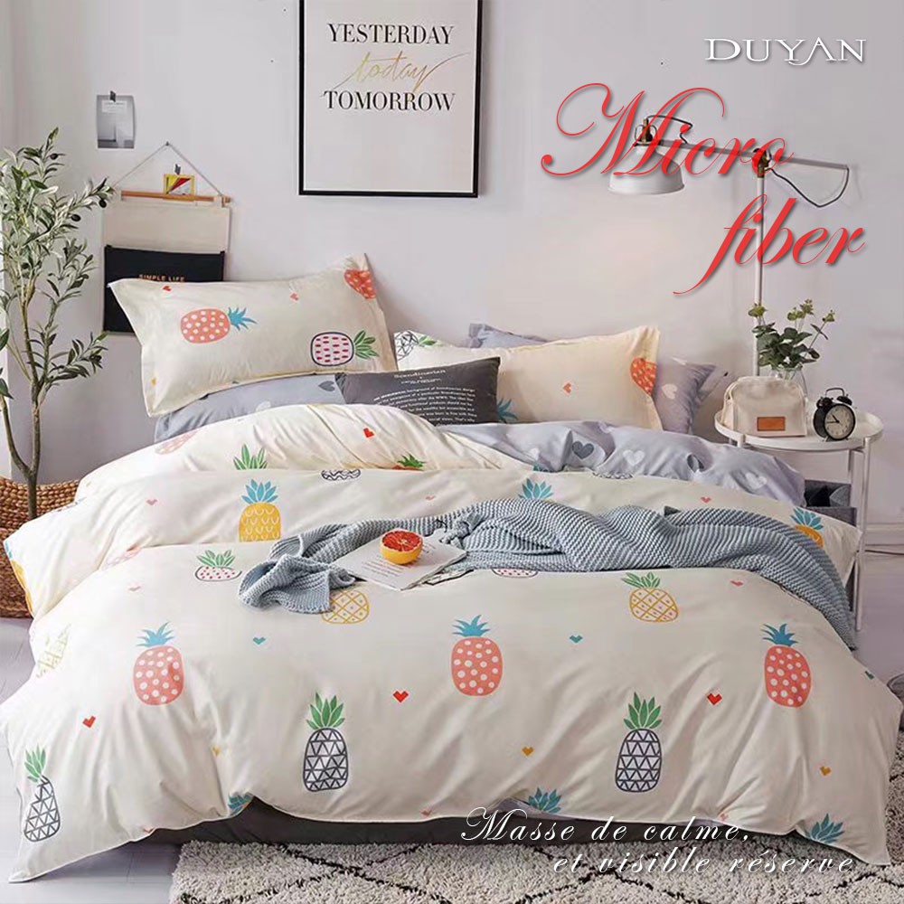 【文青簡約設計】天絲絨 床包被套/鋪棉兩用被組-鳳梨派 台灣製