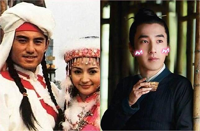 曾在《還珠格格》中飾演蒙古勇士的蒙丹（左），近年竟曾演過趙又廷（右）的爸爸。（圖／翻攝自微博）