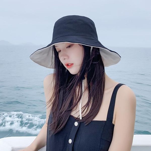 雙面漁夫帽女日系大檐百搭夏網紅防曬紫外線遮陽帽韓版潮太陽帽子 朵拉朵衣櫥