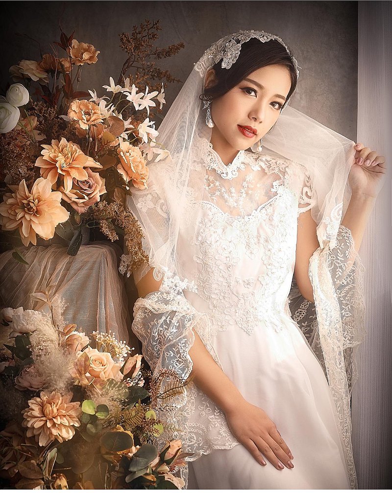 50年代法國古董蕾絲婚紗