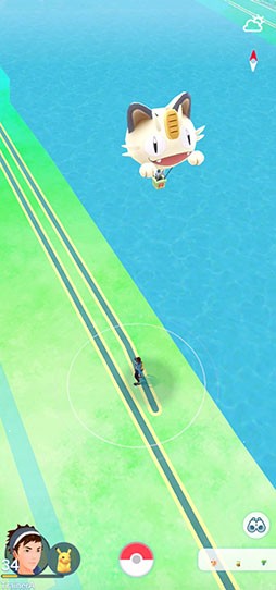 ポケモンgo にムサシとコジロウがニャース気球に乗って参上