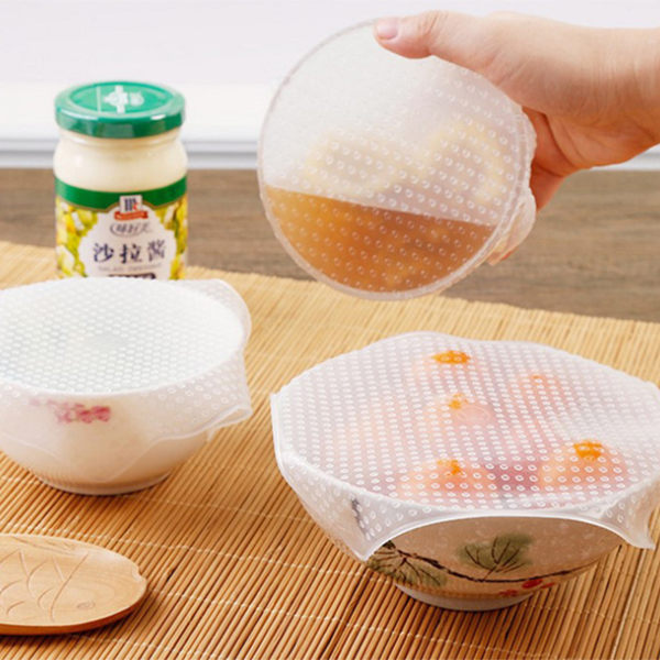 【團購world】多件優惠 彈性環保矽膠保鮮膜4片組 保鮮用品