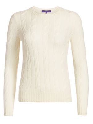 Soft brushed cashmere shapes this classic pullover sweater.; Crewneck; Long sleeves; Cashmere/elasta