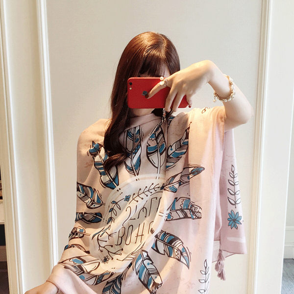 新款時尚棉質柔軟絲巾圍巾 文藝空調披肩 披肩圍巾106