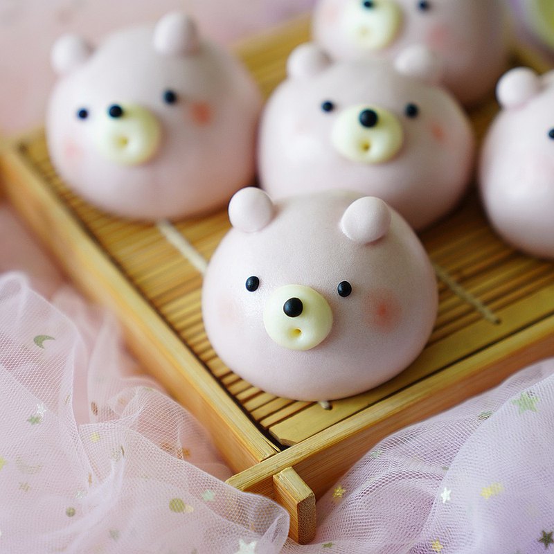 美姬饅頭 法式奶酥熊熊鮮乳造型包子 一盒6入