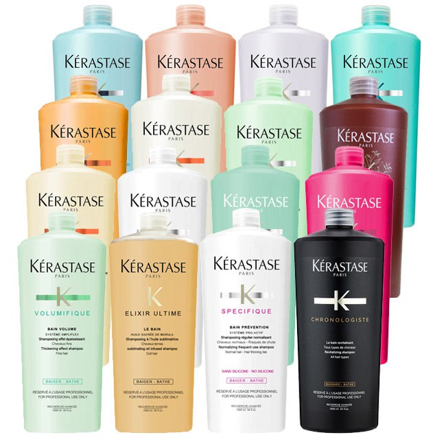 KERASTASE卡詩 髮浴1000ml◆給秀髮新的生命力溫和清潔頭髮及頭皮，使頭髮回復鬆軟柔順。適用髮質漾光絕色髮浴 (染後長效鎖色)清新舒緩髮浴 (維繫頭皮平衡狀態)晶漾水感髮浴 (細髮專用)全能
