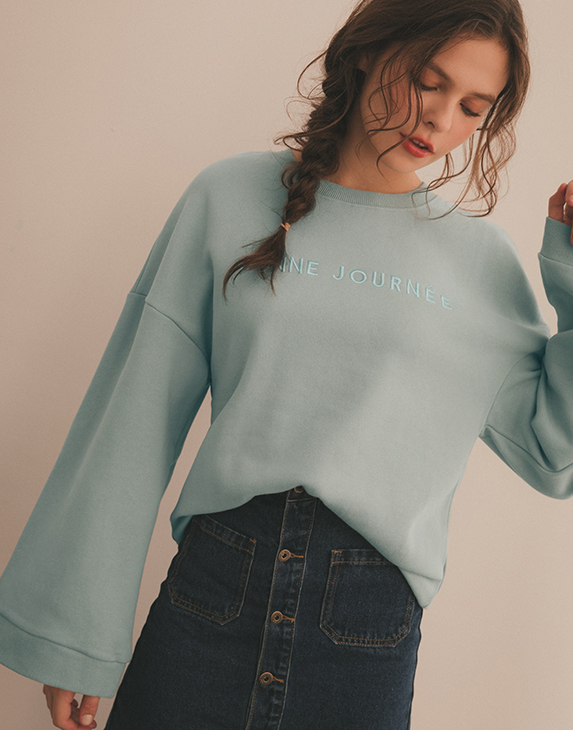 圓領大學T/內刷毛棉質面料/刺繡設計