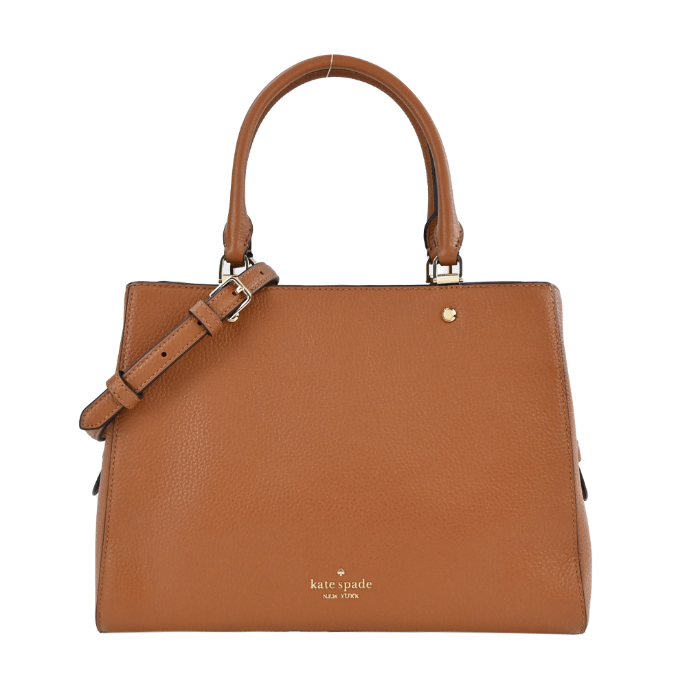 Kate Spade皮革三層手提兩用包-棕