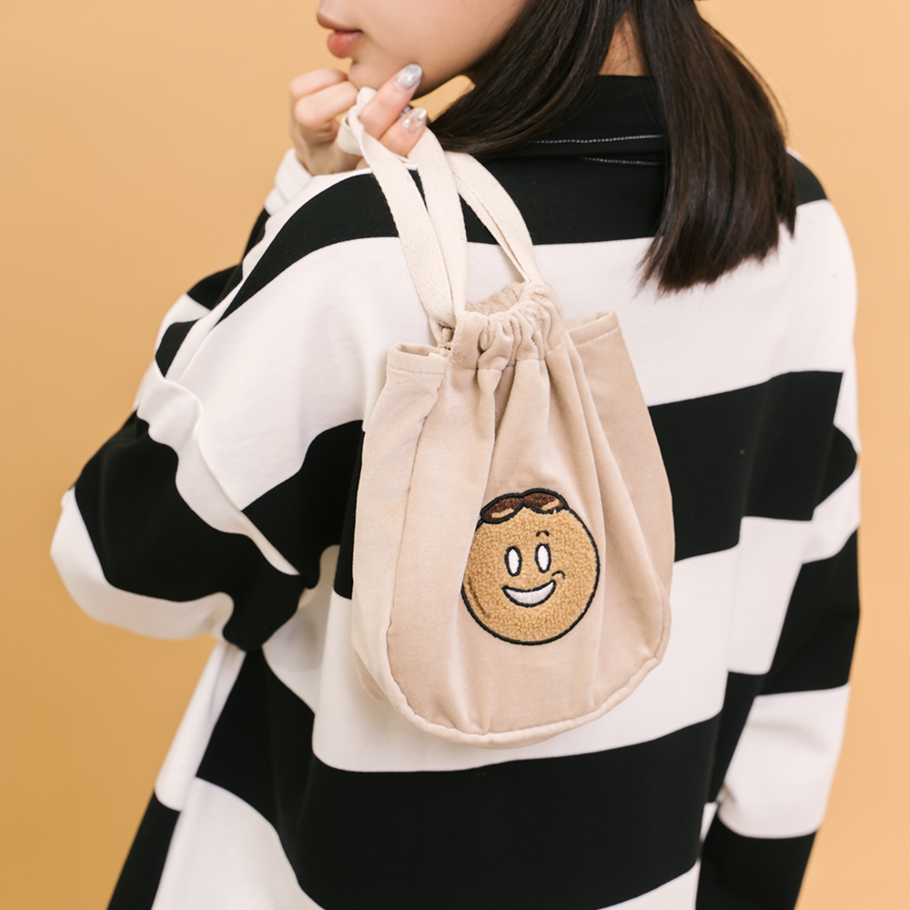 中分哥 Copper刺繡絨面束口小包