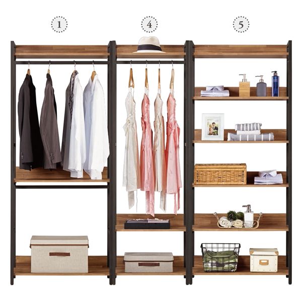 【森可家居】漢諾瓦7.2尺組合衣櫥 (編號1.4.5) 8CM574-1 衣櫃 開放式 衣架 LOFT復古工業風