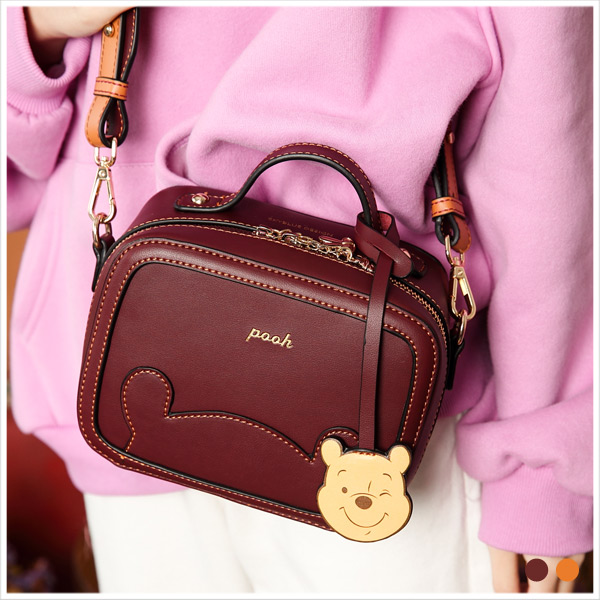 disney 迪士尼焦糖蜂蜜小熊維尼系列大頭手提/斜背方包