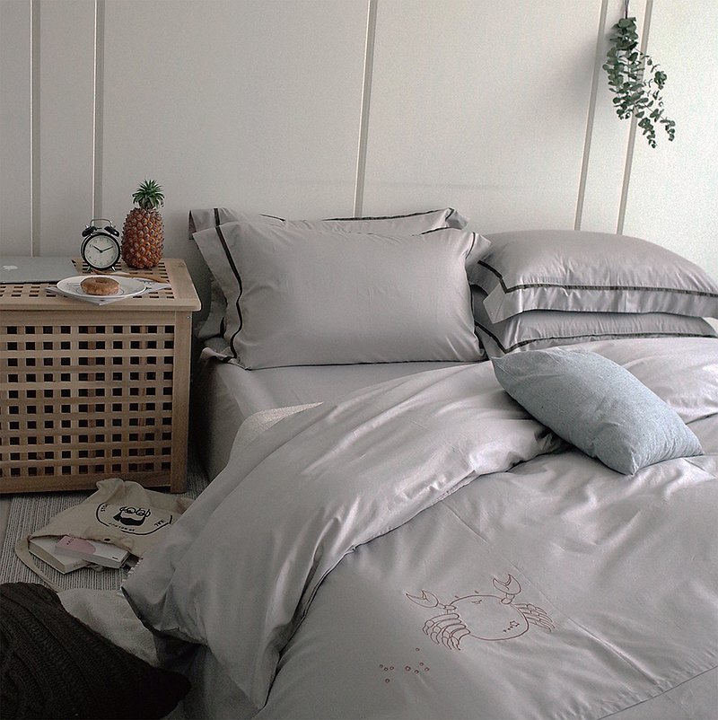 快速出貨-星座系列-巨蟹座-床包薄被單組-100%300織精梳棉