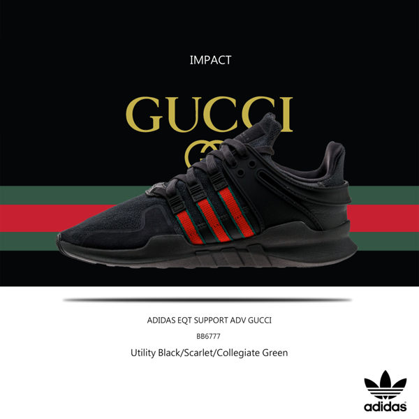IMPACT Adidas EQT Support ADV Shoes GUCCI 黑 紅 綠 古馳 慢跑 BB6777
