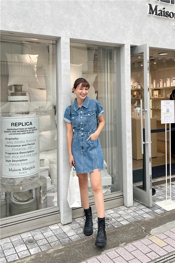 韓系牛仔短洋裝