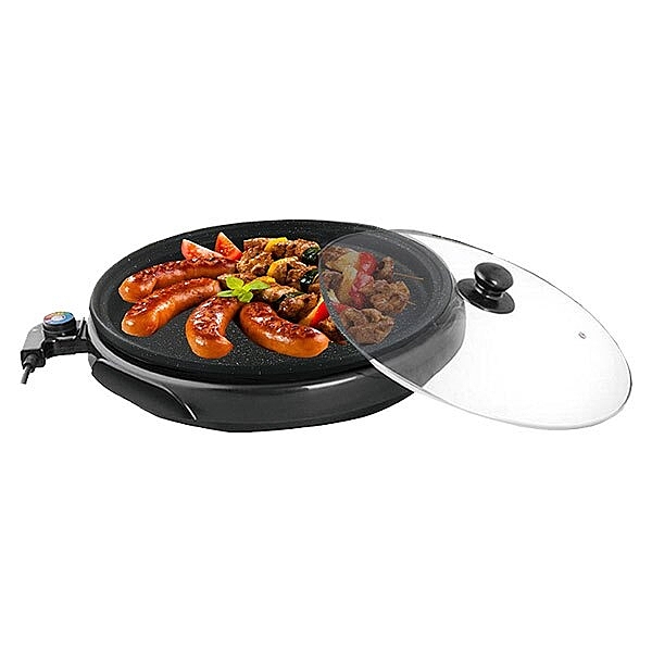 ●可以煎烤食物，不沾粘，效果好 ●岩石不沾塗層 SGS檢驗合格 ●5段溫控器控制火力大小容易調整