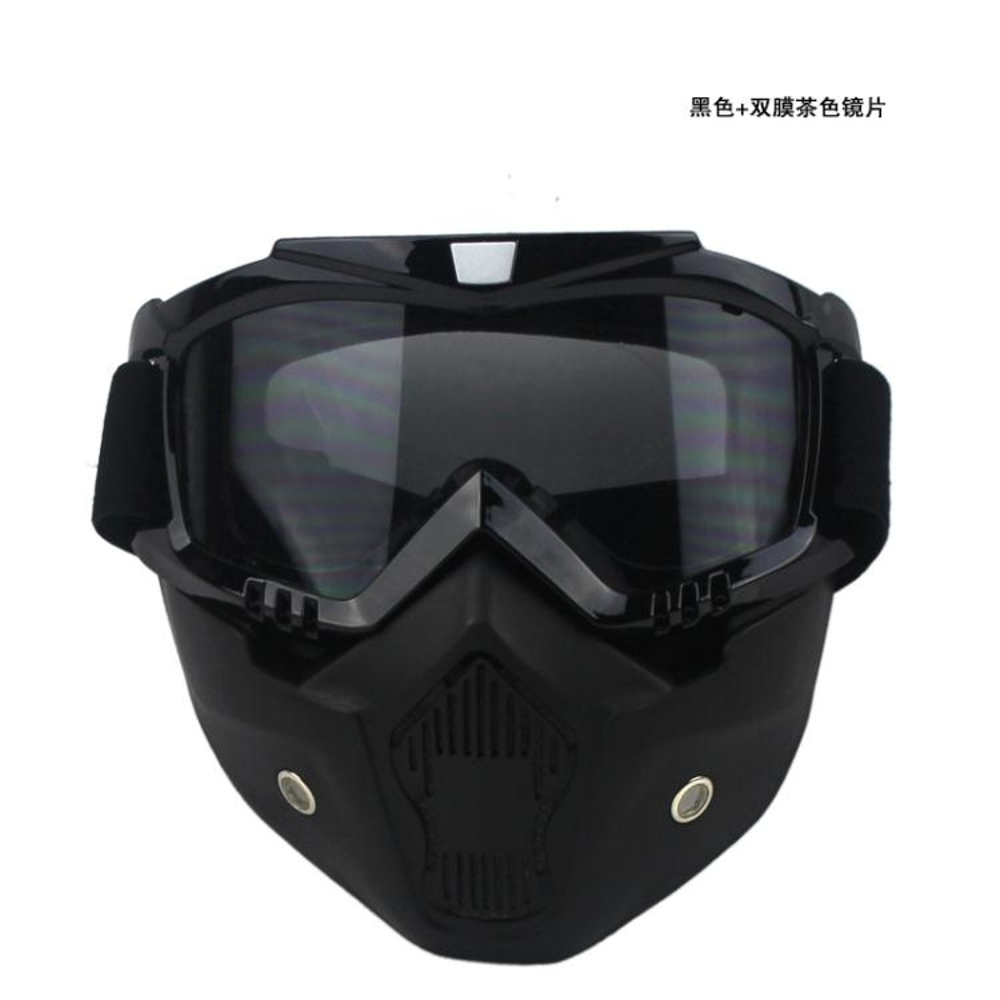 防風面罩 摩托車防風護目鏡復古哈雷機車越野風鏡四分之三頭盔帶面具 618購物節