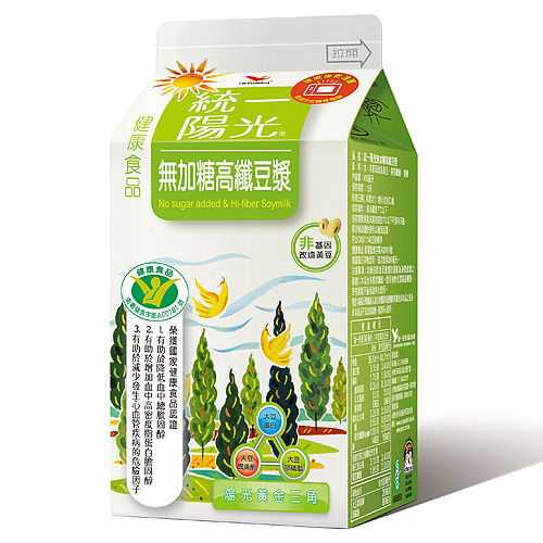 統一陽光無加糖高纖豆漿450ml