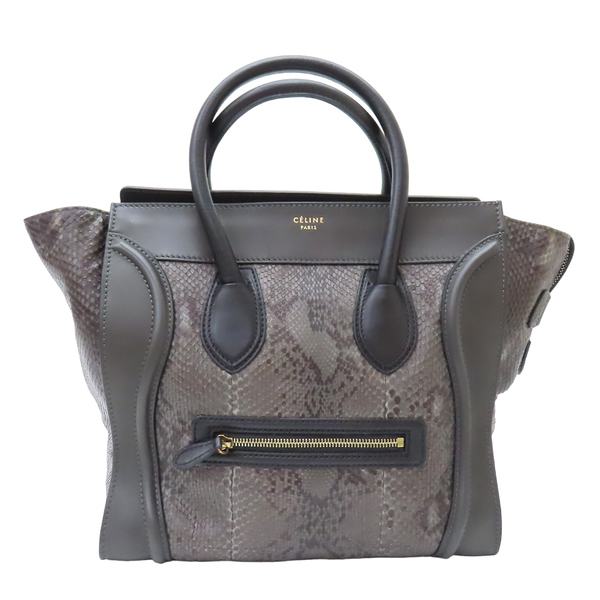CELINE 賽琳 灰黑色 蛇皮 Luggage Mini 手提包 165214 【二手名牌BRAND OFF】
