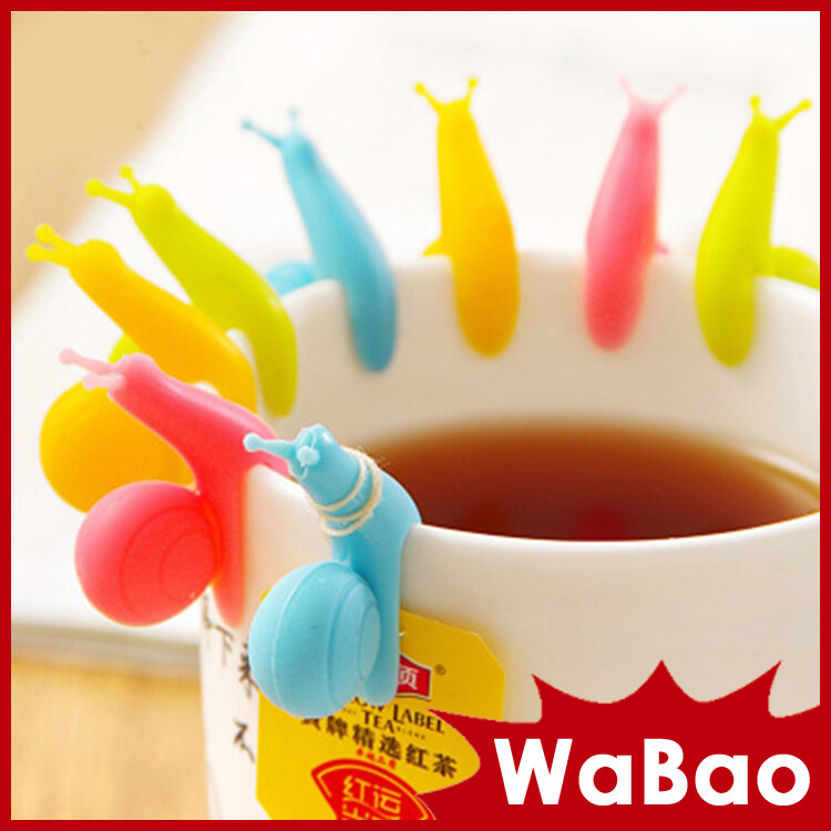 可愛派對蝸牛矽膠茶包掛 杯緣子(顏色隨機)(Z06052)