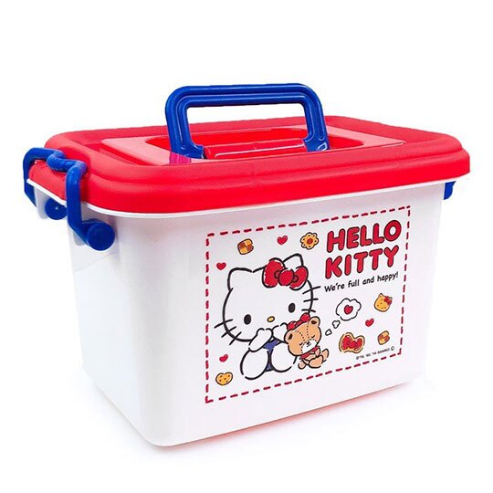 〔小禮堂〕Hello Kitty 方形塑膠雙扣拿蓋收納箱《白紅.餅乾》置物箱.玩具箱.手提箱。居家,家具與寢飾人氣店家小禮堂－樂天旗艦店的20191003有最棒的商品。快到日本NO.1的Rakuten