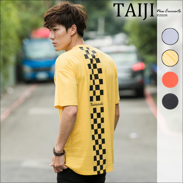 潮流短T‧美式街頭後賽車格紋圓領短T‧四色【NC1183337】-TAIJI