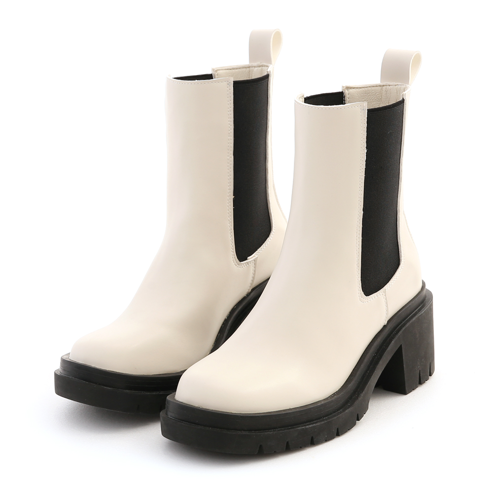 D+AF 歐美時尚．厚底高跟切爾西短靴