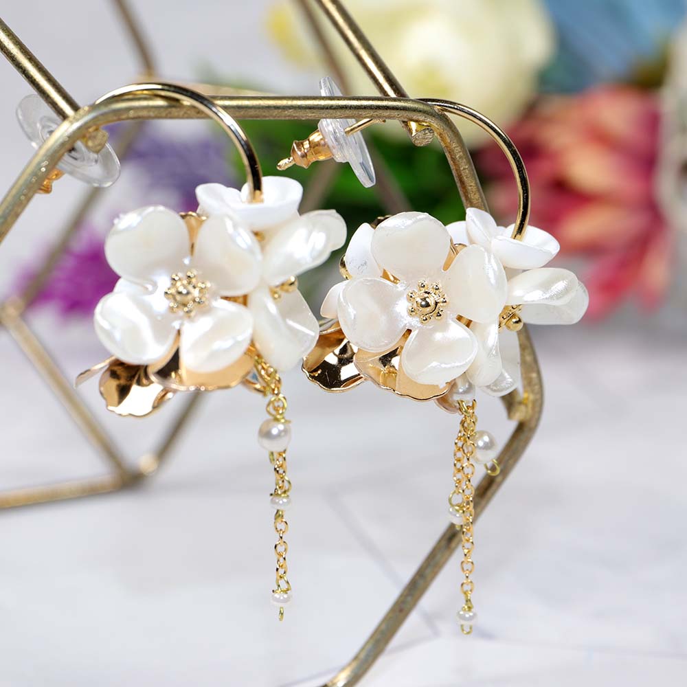 [精品手工耳環]金屬花瓣串耳環 2款ER19051