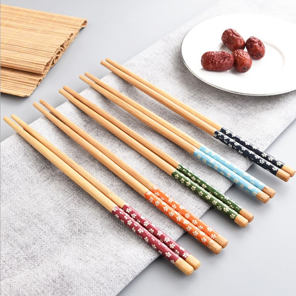 筷子-竹木小碎花筷子 家用飯店酒店餐館竹木筷 印花餐具筷子 環保餐具 便當【AN SHOP】