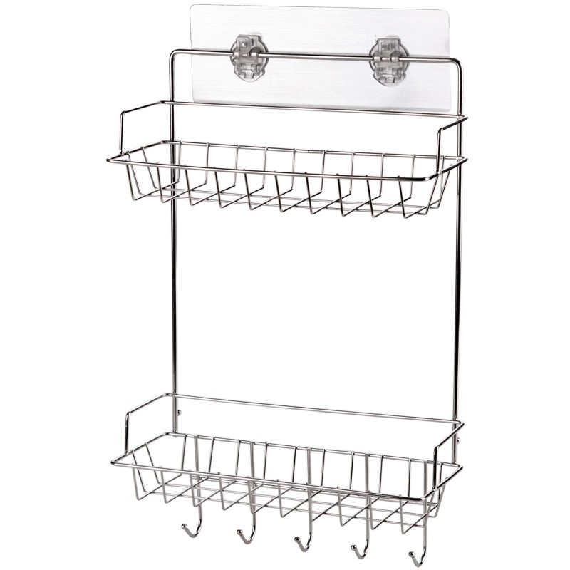 商品詳情材質: 不銹鋼+無痕貼風格: 韓式安裝方式: 免打孔流行元素: 純色貨號: SY1463層數: 2層是否手工: 否品名：不銹鋼置物架尺寸：約26.5*10.5*40.5cm材質：不銹鋼+無痕貼