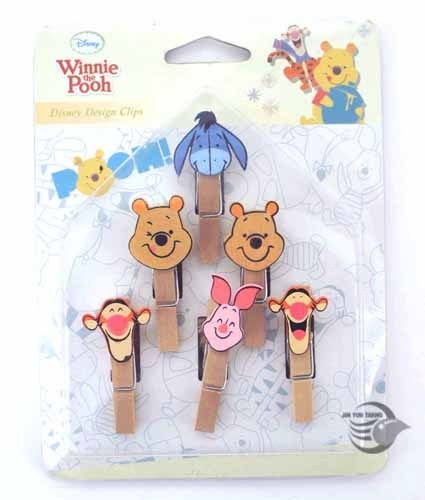 迪士尼 小熊維尼木夾裝飾組 附麻繩 裝飾夾 Pooh 房間布置 空間裝飾【金玉堂文具】