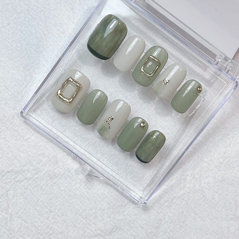 【ᴠᴏʟ.21 沃沃卡之森】森系 小山園 抹茶 手工甲片 穿戴甲