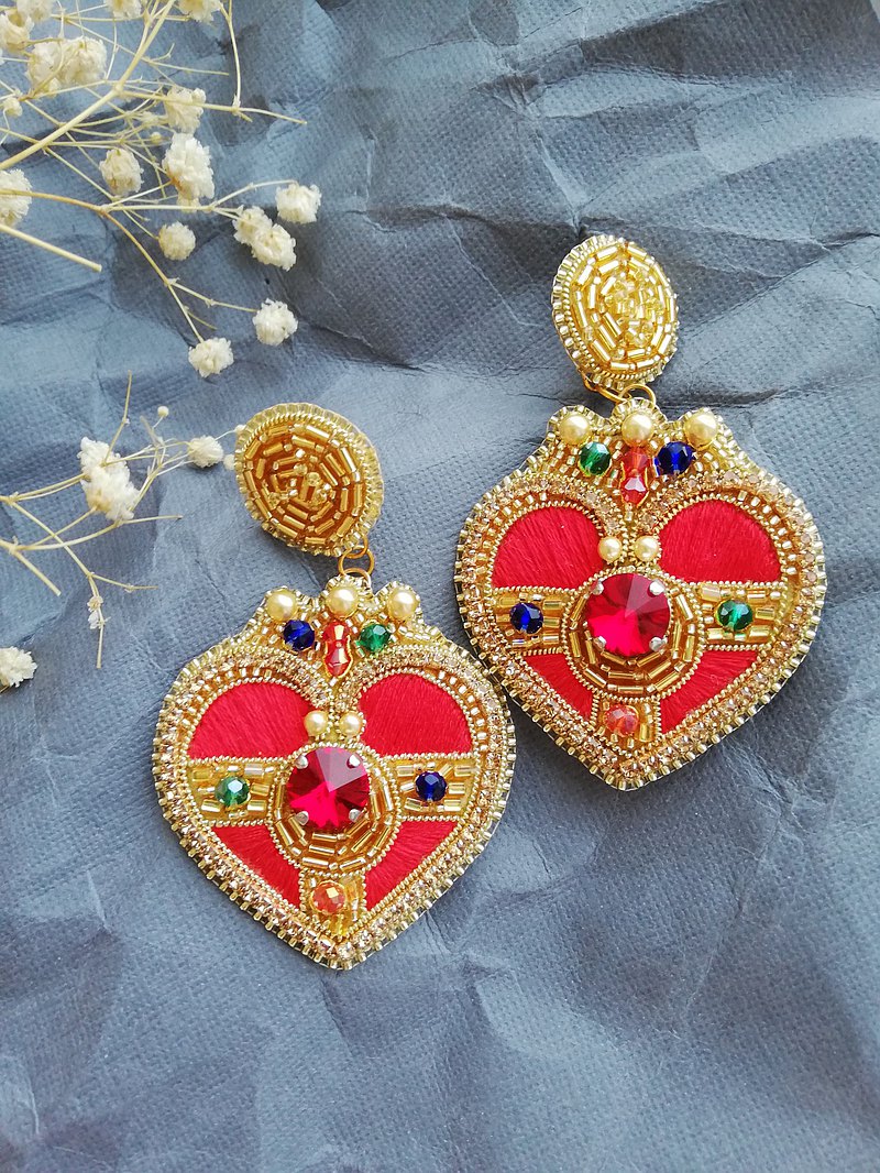 美少女戰士耳環，手工刺繡，串珠耳環，動漫角色扮演