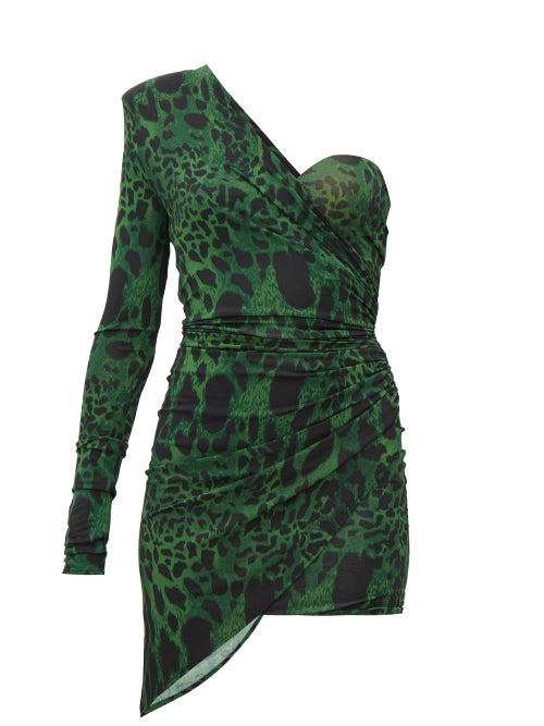 Alexandre Vauthier - Alexandre Vauthier's green mini dress spotlights the alluring lynx print that's