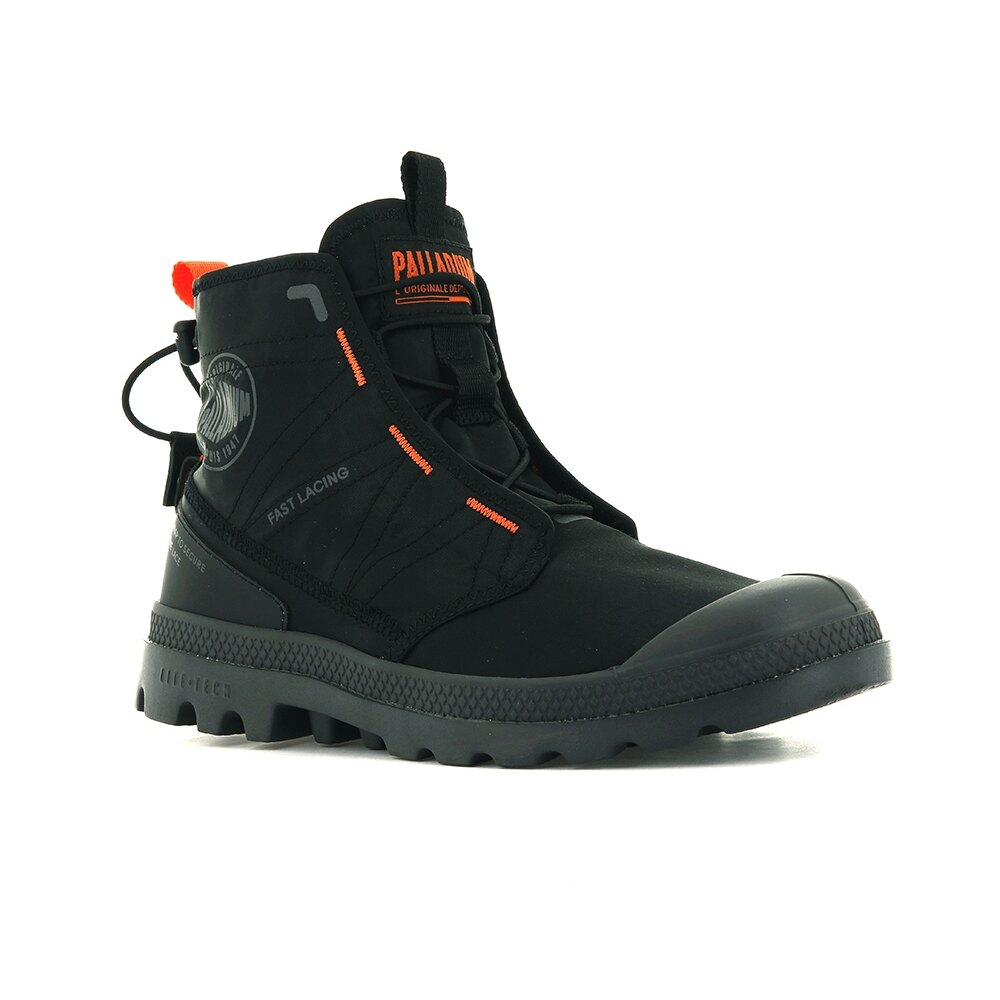 PALLADIUM PAMPA TRAVEL LITE 黑橘 男女款 高筒 抓皺 抽繩 輕量 靴子 77039008