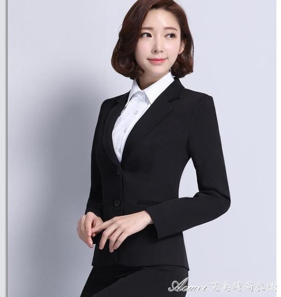 西裝外套女職業裝黑色西服女上衣韓版面試長袖工作服學生正裝