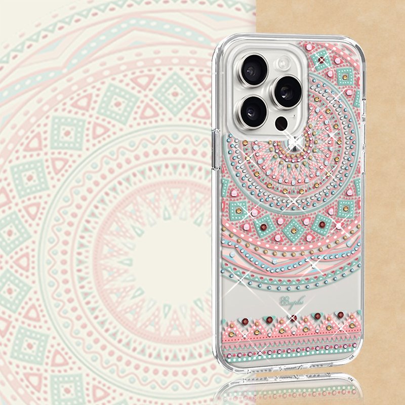 iPhone 15全系列 輕薄軍規防摔水晶彩鑽手機殼-滿版圖騰