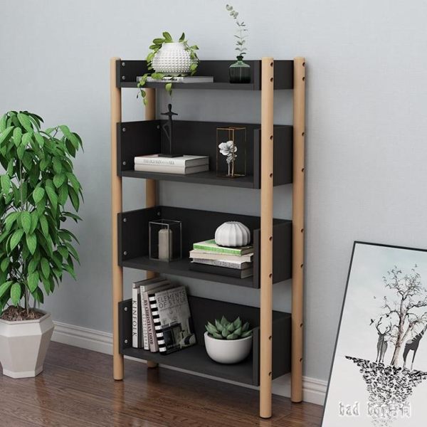 多層收納置物現代簡約陽臺落地兒童儲物架上學書櫃簡易書架實木