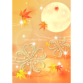 超運気アップ♥黄金クローバーと中秋の名月