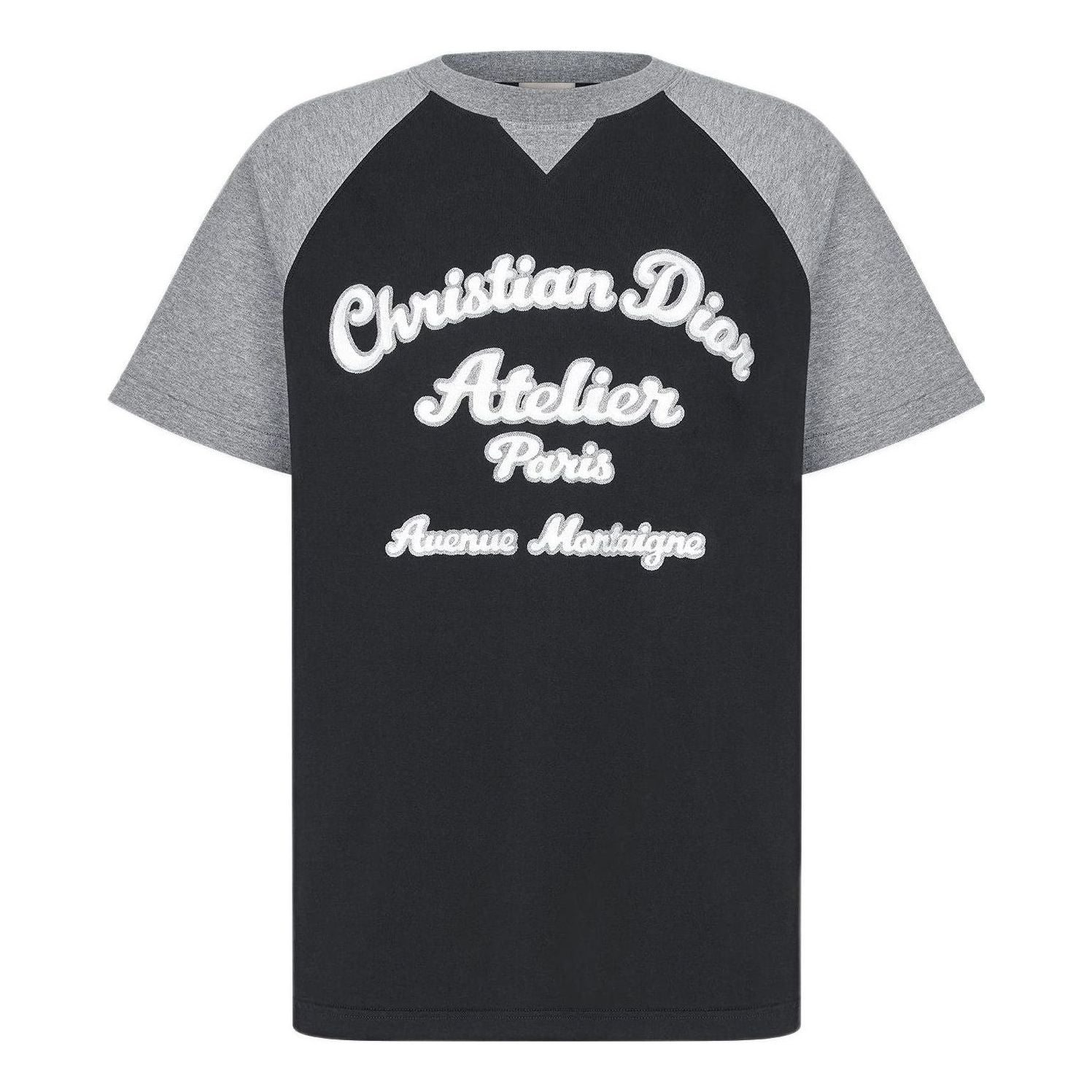 Men's DIOR SS22 Alphabet Pattern Loose Short Sleeve Black T-Shirt