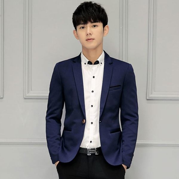 男士西服青年韓版修身西裝職業裝單小西裝休閒格子外套 露露日記