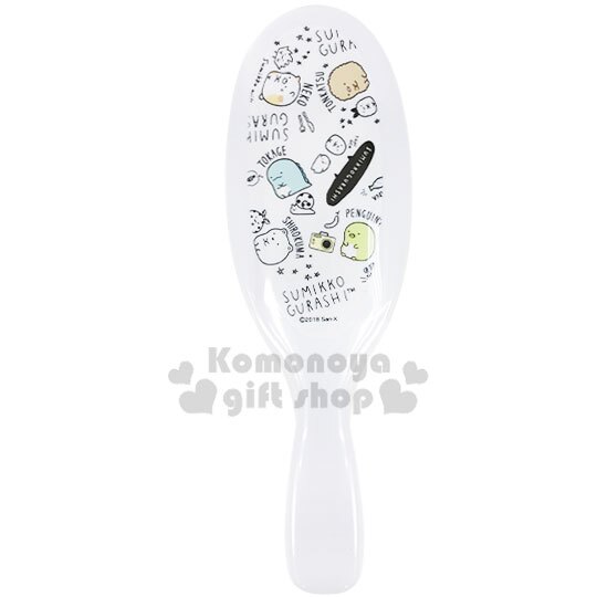 〔小禮堂〕角落生物 塑膠圓頭手握梳《白.插圖》直梳.髮梳