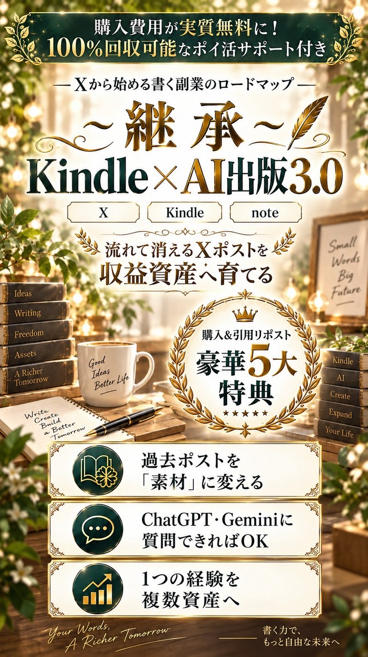 𝕏ポスト資産化ラウンジ｜書く副業×ストック資産でサイドFIRE