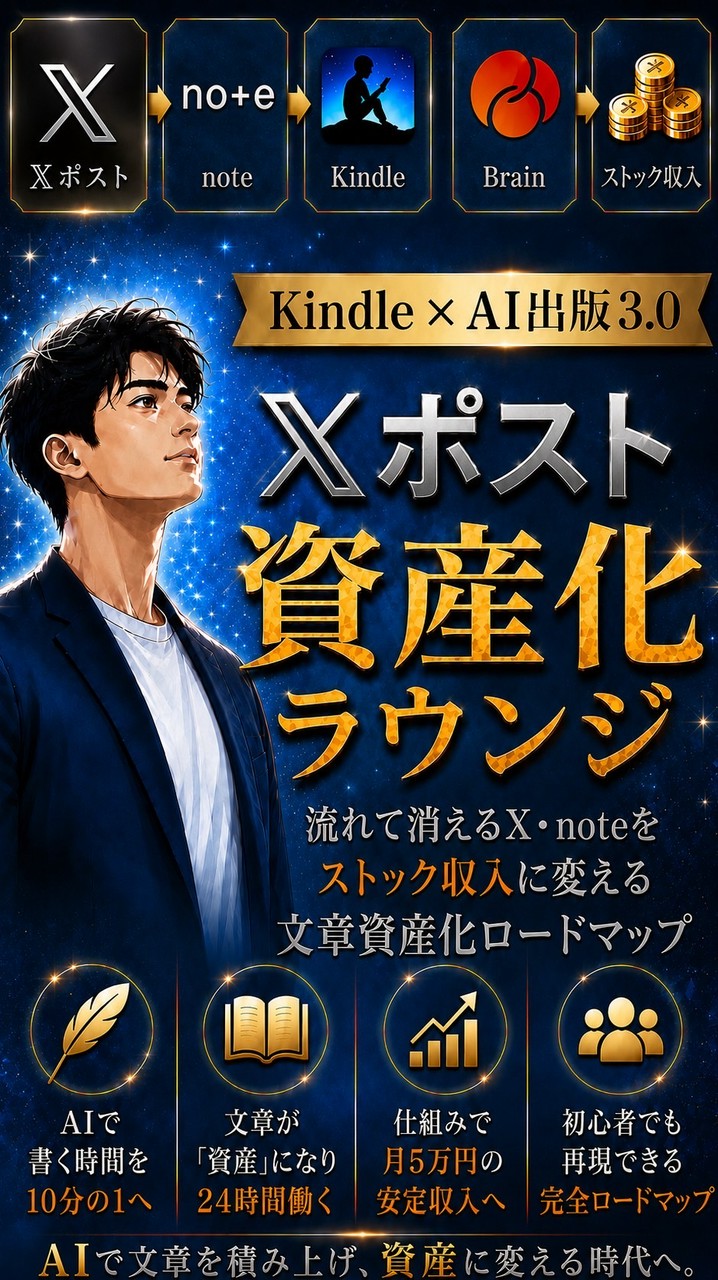 𝕏ポスト資産化ラウンジ｜書く副業×ストック資産でサイドFIRE