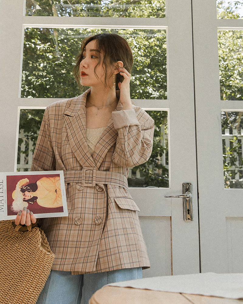 MERCCI22+韓姊姊格紋西裝外套